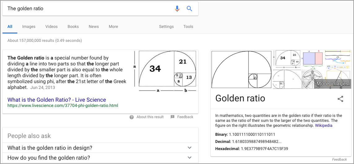 The golden ratio Google Search