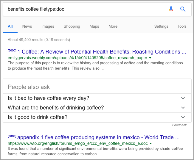 benefits coffee filetype doc Google Search