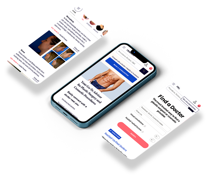 photo of iphone with three screens showing realself.com website