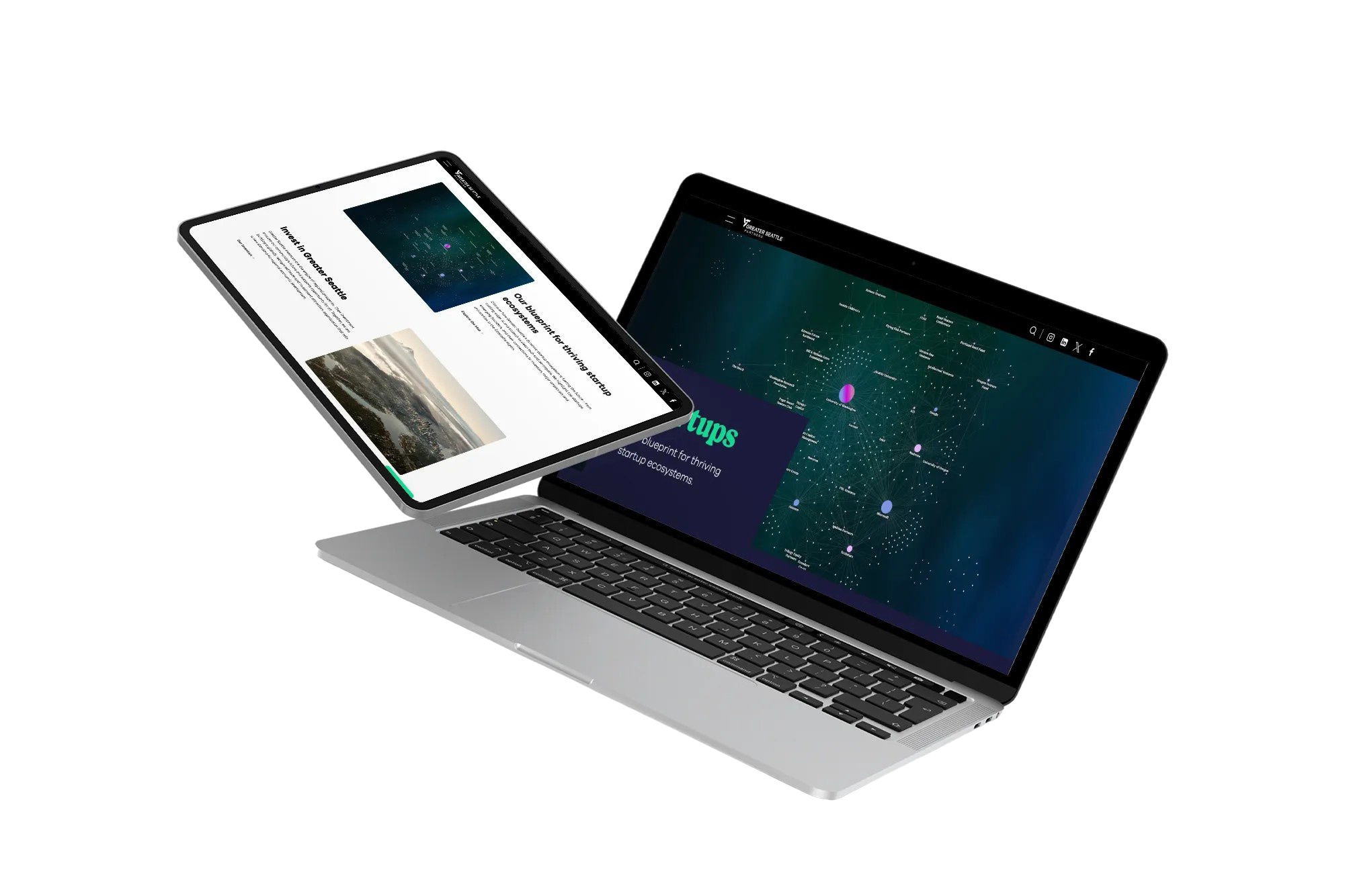 laptop and ipad GSP image of greater seattle's innovate state data visualization