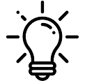 black and white icon for lightbulb