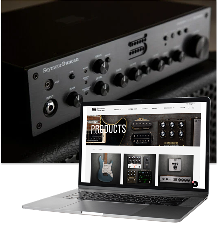 seymour duncan amp with picture of laptop below. the image showin their website