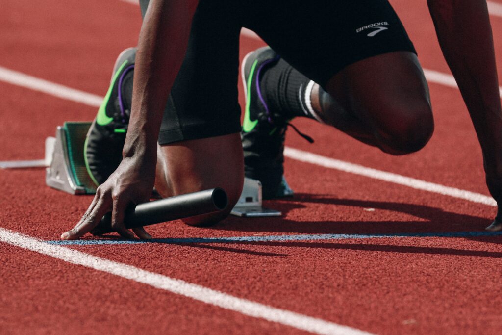 Runner on a starting block
