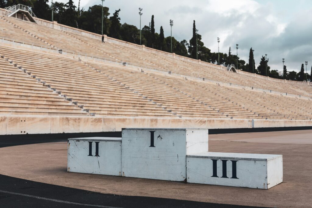runners award podium on a track