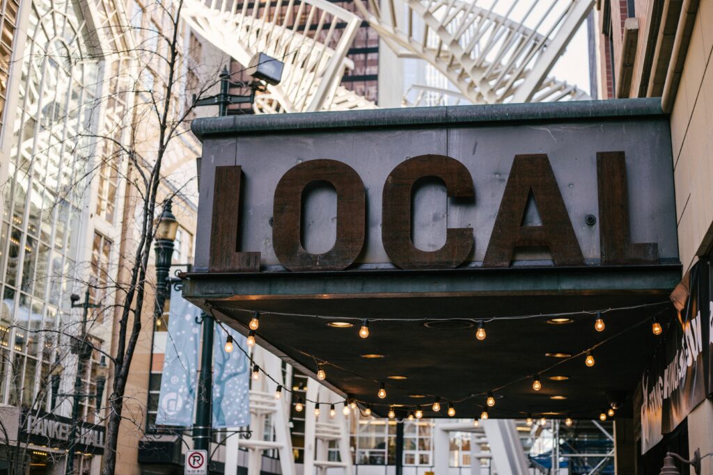 Building sign that says "local"